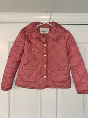 Janie and Jack Quilted Mauve- Pink Ruffled Collar Puffer Jacket